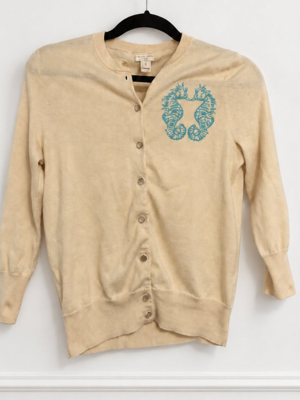J.Crew The Clare Cardigan Seahorse Sweater Size Small